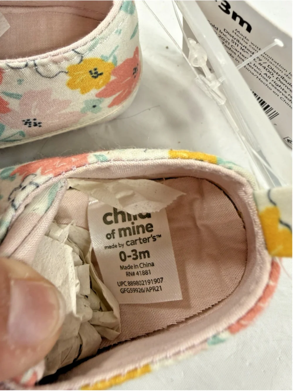 Baby Girl Size 0-3 Months Shoes With Bow Carter's Child Of Mine New